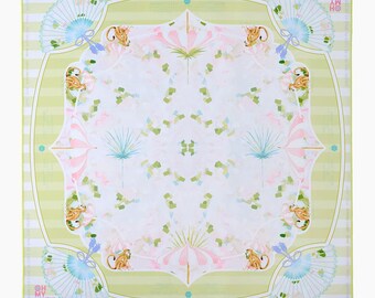 Green Paper Fan Mahjong Mat