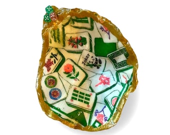 Handcrafted Mahjong Oyster Shell Ring Dish | Jewelry Holder | Dice Holder