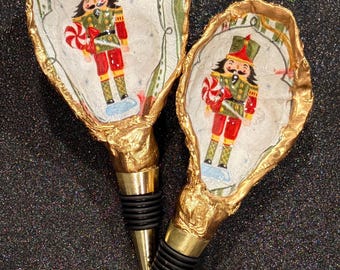 Handcrafted Nutcracker  Oyster Shell Wine Stopper