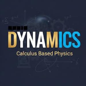 以下が含まれることがあります： 「Dynamics Calculus Based Physics」の書籍カバー。College Physics Seriesより。タイトルは金と青で、濃い青色の背景に科学的な図が描かれています。著者：Sami Ortakaya, PhD.