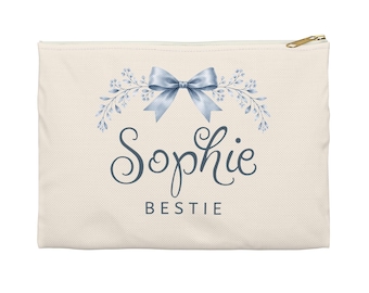 Personalized Bestie Makeup Bag, Custom Best Friend Gift, Cute Cosmetic Pouch, Birthday Gift for Her, Galentine Gift