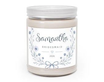 Personalized Bridesmaid Candle, Wildflower Bridal Party Gift, Custom Maid of Honor Candle, Wedding Shower Favor