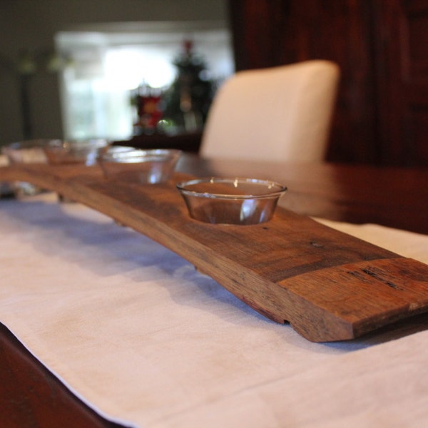 Wine Stave Candle Holder- Distressed Natural Oak - 5 Votive Candles