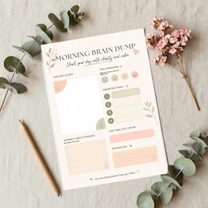 Morning Brain Dump Printable | ADHD Routine for Moms | Daily Clarity Planner  | Digital Download