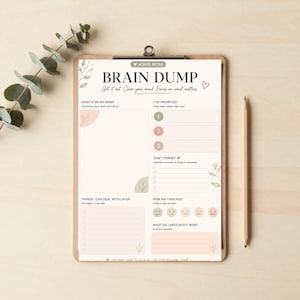 ADHD Brain Dump Printable for Moms | Mental Clarity Worksheet | Overthinking Organizer | Digital Download Planner Page | Self Care Tool