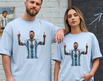 Camiseta de fútbol de Lionel Messi de Argentina, camiseta gráfica de campeón de la Copa del Mundo.