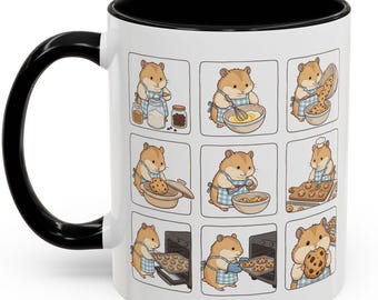 Taza de café con diseño de hámster horneando y detalles cómicos / 325 ml, 444 ml
