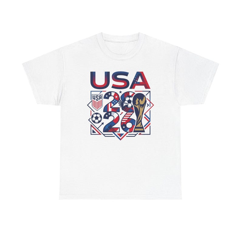 USA 2026 Soccer World Cup Graphic Tee, USMNT Fan Apparel, America Soccer Jersey Style image 2