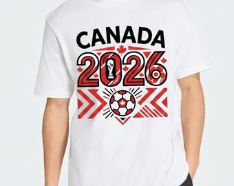 Camiseta unisex con estampado de la Copa Mundial de Fútbol Canadá 2026 para el día del partido.