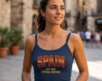Spain Football Heritage Crop Tank Top | Est 1913 Navy Tee
