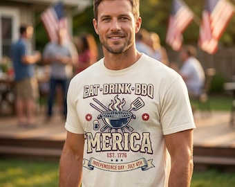 Camiseta retro 'Merica BBQ / Camiseta vintage de parrilla del Día de la Independencia de 1776