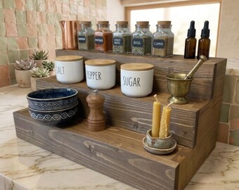 Handmade Wooden Liquor Display, Tiered Bottle Organizer, Rustic Bar Shelf, Whiskey Storage Stand