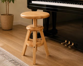 Adjustable Piano Stool Wooden Artist Chair Height Adjustable Painting Stool Solid Wood