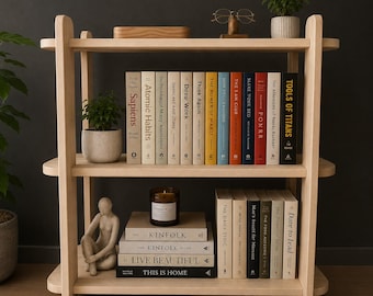 Mid Century Modern Bookcase Wood Bookshelf Industrial Book Stand Kids Storage Shelf