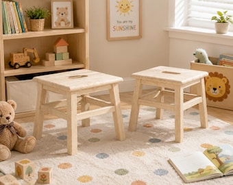 Unfinished Solid Wood Step Stool 12 Inch DIY Foot Stool for Painting Crafts Decor