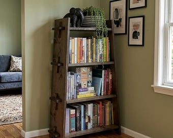 Handmade Wooden Bookshelf, Solid Spruce Pine Bookcase, Easy Assembly Storage Shelf Decor