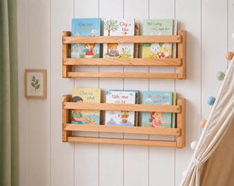 16 Inch Wall Bookshelf Backless Cherry Maple Wood Floating Book Shelf Nursery Decor
