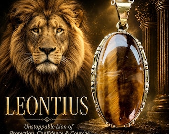 Tiger Eye Spirit Vessel Lion Leontius  Necklace for Unstoppable Willpower and Commanding Confidence Amulet