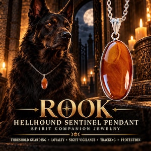Rook Hellhound Sentinel Pendant · Threshold Guarding, Loyalty, Night Vigilance, Tracking & Protection · Spirit Companion Jewelry