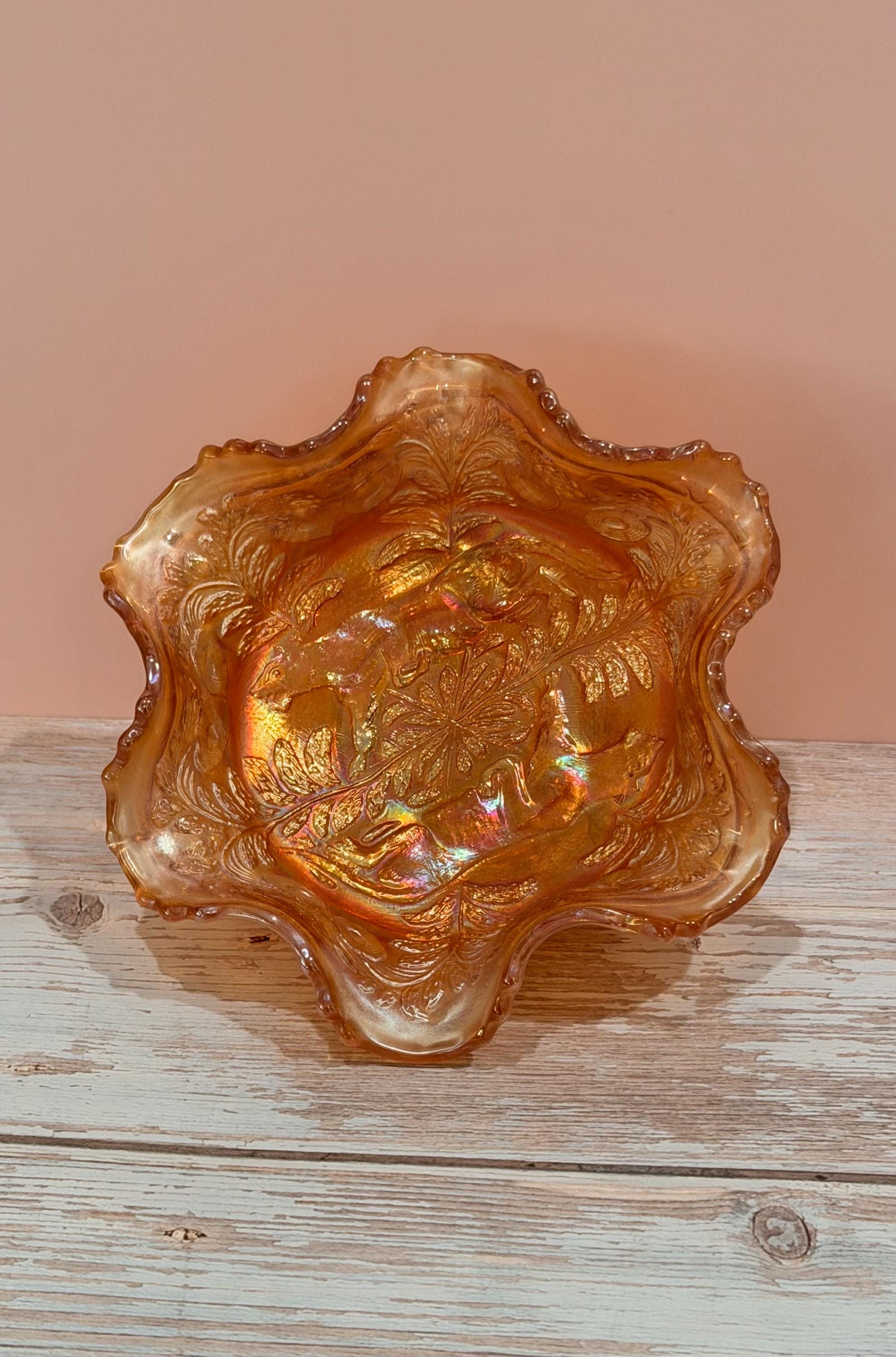 Orange Carnival Glass Butterfly - Etsy