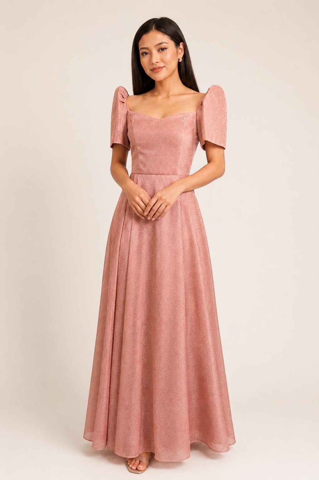Filipiniana Gown in Rose Gold Nude