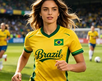 Maglia da calcio personalizzata del Brasile 2026, maglia da calcio con nome personalizzato, maglietta con bandiera del Brasile per uomo, donna, bambini e ragazzi