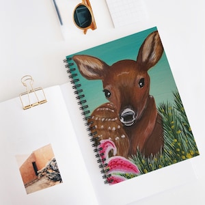Cuaderno espiral con ciervo bebé: línea rayada (impresión de una pintura original), cuaderno de regalo para amantes de los ciervos, cuaderno de regalo para cumpleaños