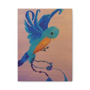 Blue bird canvas wall art (print of the original), blue bird gift for birthday, bird gift for birthday