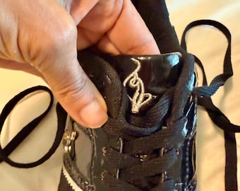 Baby Phat Black Patent Quilted Sneakers | Y2K Cat Logo Lace-Up Shoes