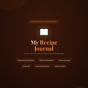 Receptendagboek afdrukbare pdf | Receptkaart, proefnotities en Receptenoverzicht | Persoonlijke kookboekopberger | Direct downloaden