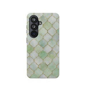 Mint Gold Moroccan Tile Phone Case | Magnetic Impact-Resistant Case
