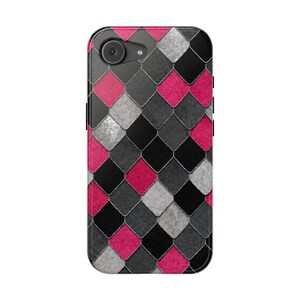 Pink Black Gray Argyle Phone Case | Magnetic Impact-Resistant Case
