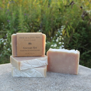 Rosemary Mint Shampoo Bar with Neem & Shea Butter, Handmade Cold Process Soap, Vegan