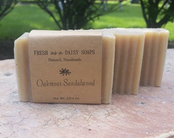 Oakmoss Sandalwood, Natural Handmade Soap, Cold Process, Vegan, Men's Soap