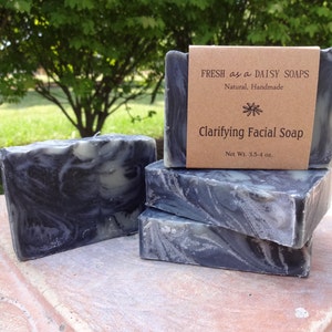 Clarifying Facial Soap with Activated Charcoal, Tea Tree & Rosemary, Cold Process Soap, VEGAN
