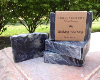 Clarifying Facial Soap with Activated Charcoal, Tea Tree & Rosemary, Cold Process Soap, VEGAN