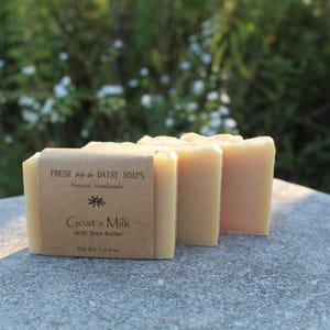 Goat's Milk Soap with Shea Butter, Unscented, 100% Natural Cold Process, Sensitive Skin Soap