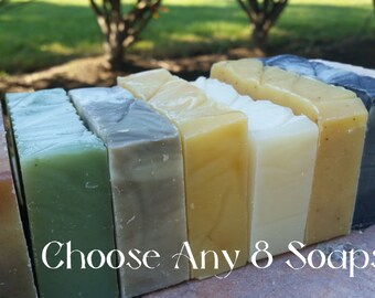 Set of 8 Natural, Handmade Soaps - Any 8 Soaps, Your Choice, Cold Process, Soap Gift Set