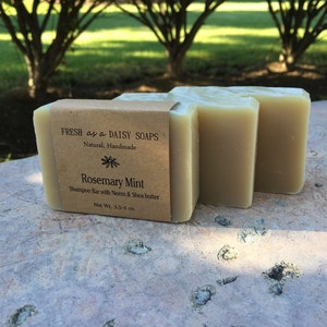 Rosemary Mint Shampoo Bar with Neem & Shea Butter, Handmade Cold Process Soap, Vegan image 2