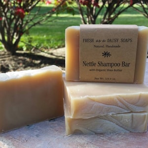 Nettle Shampoo Bar with Shea Butter, Oatstraw, and Horsetail, Natural Handmade Soap, VEGAN