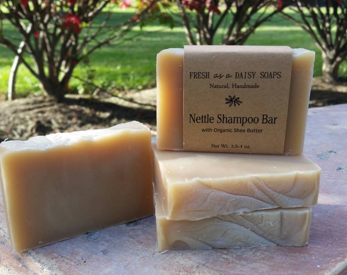 Nettle Shampoo Bar With Shea Butter, Oatstraw, and Horsetail, Natural