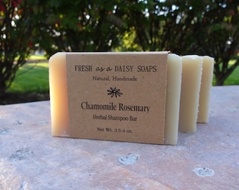 Chamomile Rosemary Shampoo Bar, Handmade Soap, Cold Process Soap, VEGAN