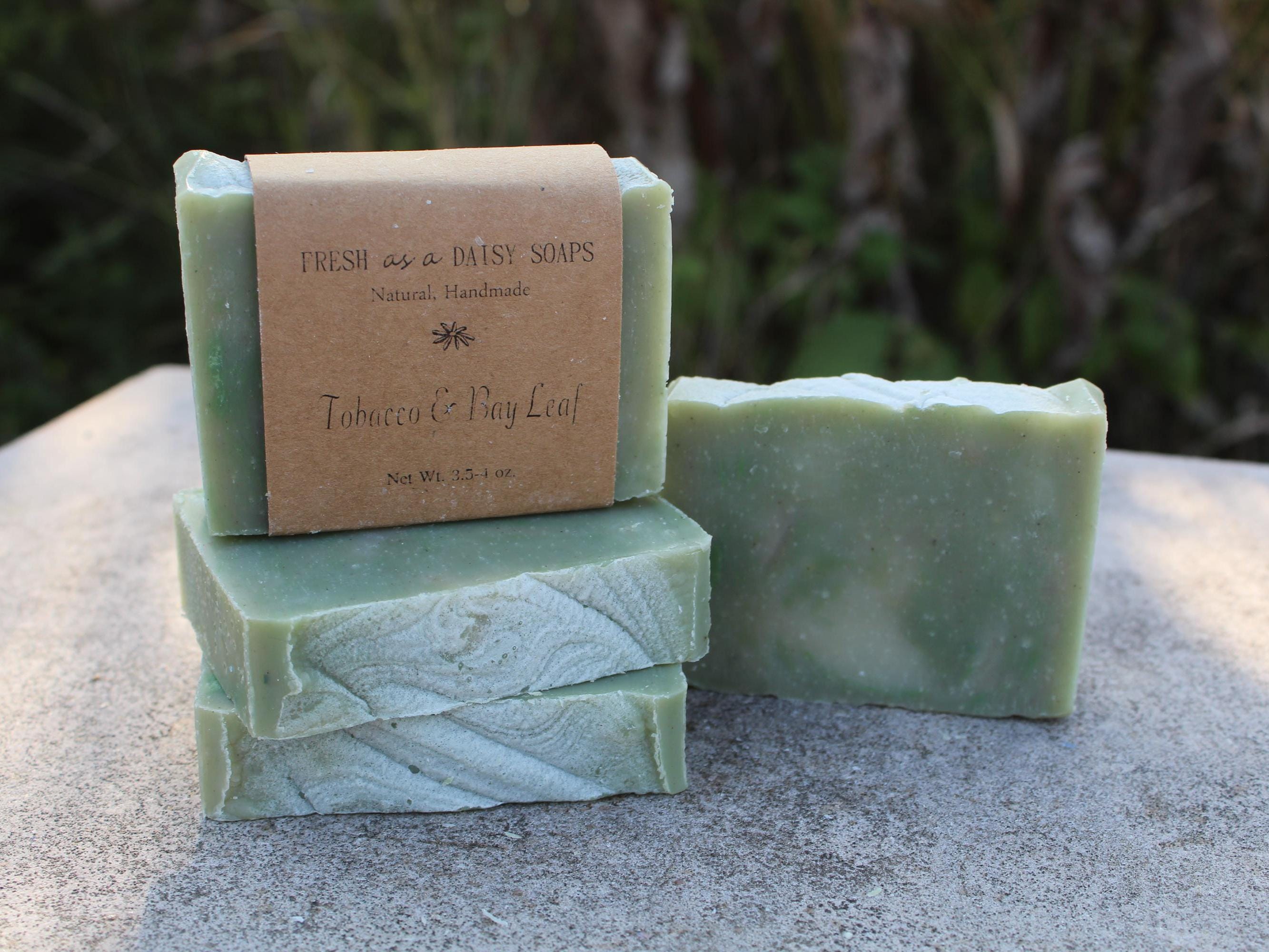 tobacco soap bar Tobacco & Bay Leaf, Natural Handmade Soap, Cold Process, Vegan,  Shampoo+shower+shave Men's Soap