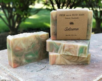Satsuma Natural Handmade Soap, Cold Process Soap, Citrus Soap, VEGAN