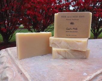 Goat's Milk Soap with Shea Butter, Unscented, 100% Natural Cold Process, Sensitive Skin Soap