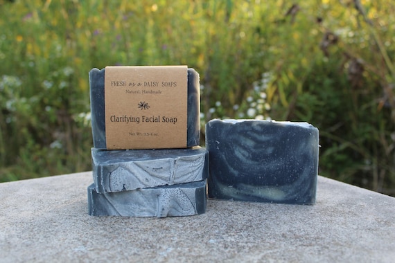 Clarifying Facial Soap with Activated Charcoal, Tea Tree & Rosemary, Cold Process Soap, VEGAN