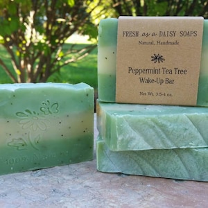 Peppermint Tea Tree Wake-Up Bar, Natural Handmade Soap, Cold Process Soap