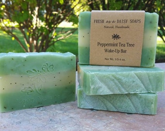 Peppermint Tea Tree Wake-Up Bar, Natural Handmade Soap, Cold Process Soap