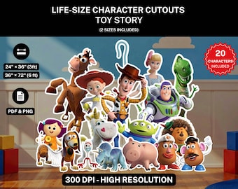 Toy Story Cutouts | 20 Printable Life-Size Character Cutouts | 24 × 36 in PDF & PNG Bundle (Digital Download) - CO01