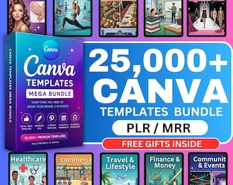 25,500+ Canva Templates Bundle | Editable Planner, Journal, Tracker (PLR MRR)
